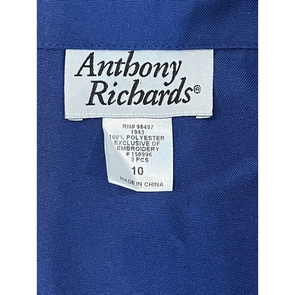 Anthony Richards Women 2-Piece Set Suit Embroidered Blazer & Dress Blue Sz 10 - Picture 16 of 16